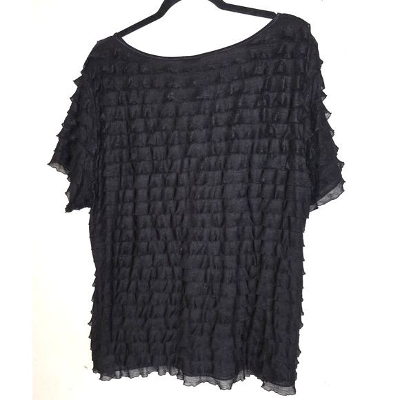 George Black Stretchy Top 4X 26/28W Tiered Ruffles Frilly Comfy Goth Witchy - Picture 6 of 15